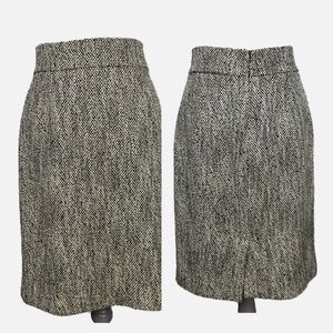 365 Brooks Brothers Pencil Skirt Tweed Gold Metallic Thread Lined Size 4 Fall